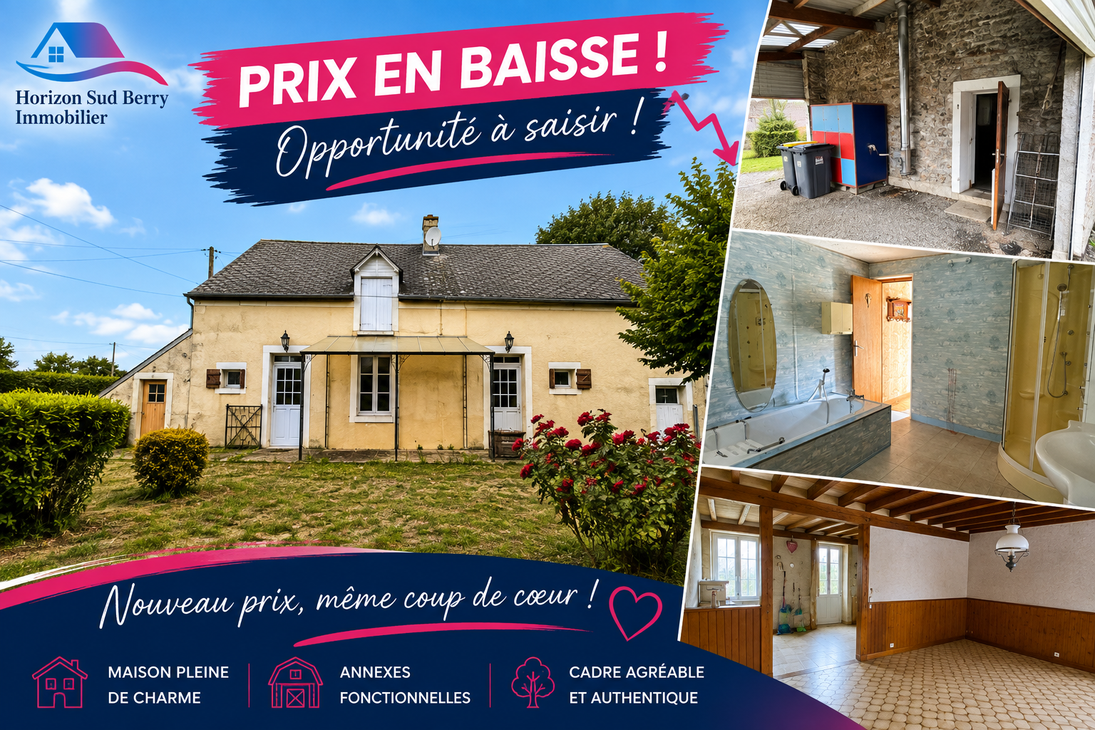 Agence immobilière de HORIZON SUD BERRY IMMOBILIER - Châtre
